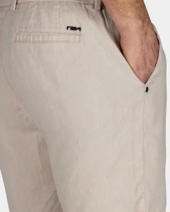 Sand-Colored Linen Stretch Shorts
