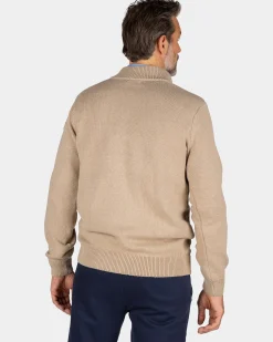 Sand-colored pullover with knitted print - Shimmering Sand