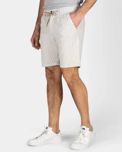 Sand-Colored Striped Chino Shorts