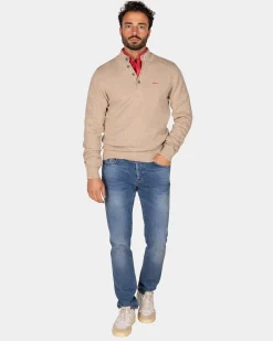 Sand-colored sweater with buttons - Shimmering Sand
