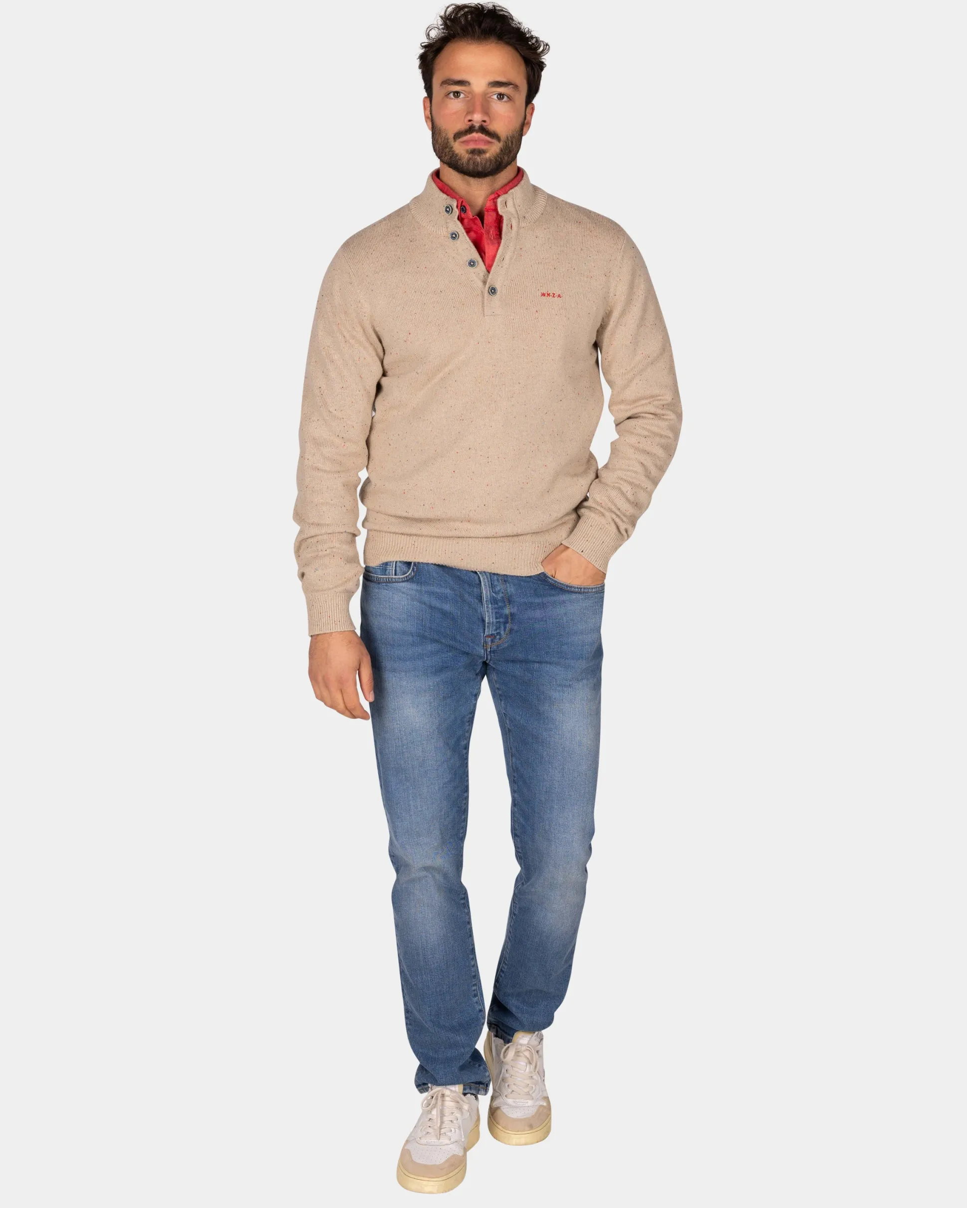 Sand-colored sweater with buttons - Shimmering Sand