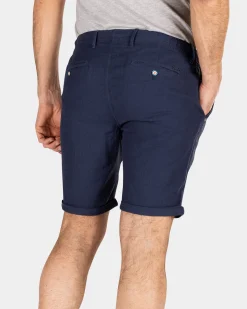 Shorts made of cotton and linen - Ocean Navy