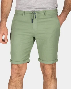 Shorts made of cotton and linen - Soft Olive