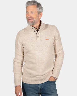 Solid coloured button jumper Brownlee - Sea Silt Sand