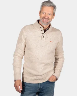 Solid coloured button jumper Brownlee - Sea Silt Sand