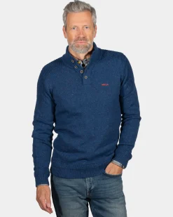 Solid coloured button jumper Brownlee - Storm Blue