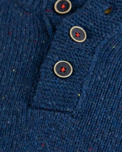 Solid coloured button jumper Brownlee - Storm Blue