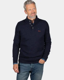 Solid coloured button jumper Brownlee - Ink Navy