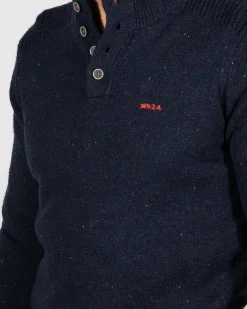 Solid coloured button jumper Brownlee - Ink Navy