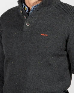Solid coloured button jumper Brownlee - Eucalyptus Green