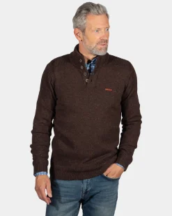 Solid coloured button jumper Brownlee - Clay Brown
