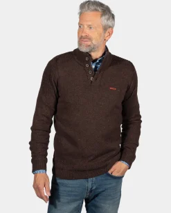 Solid coloured button jumper Brownlee - Clay Brown