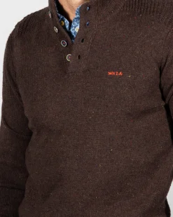 Solid coloured button jumper Brownlee - Clay Brown
