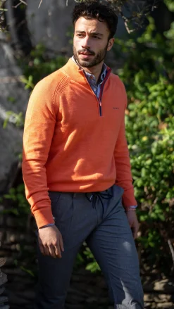 Solid coloured cotton jumper - Golden Orange
