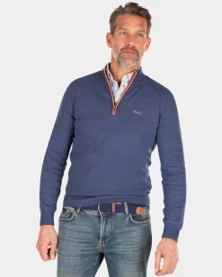 Solid coloured cotton jumper - Dusk Navy