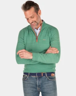 Solid coloured cotton jumper - Amazon Green