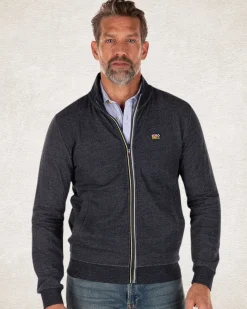 Solid coloured cotton stretch cardigan Navy