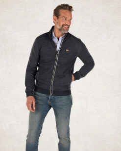 Solid coloured cotton stretch cardigan Navy