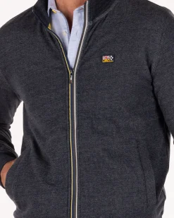 Solid coloured cotton stretch cardigan Navy