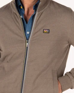 Solid coloured cotton stretch cardigan green