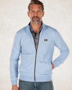 Solid coloured cotton stretch cardigan Pale Blue