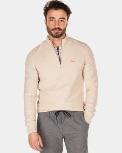 Solid coloured half zip jumper - Shimmering Sand