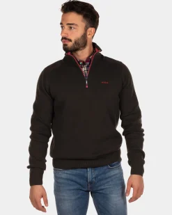 Solid coloured half zip jumper Oroua - Dark Army