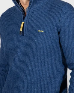 Solid coloured half zip jumper Dry - Storm Blue