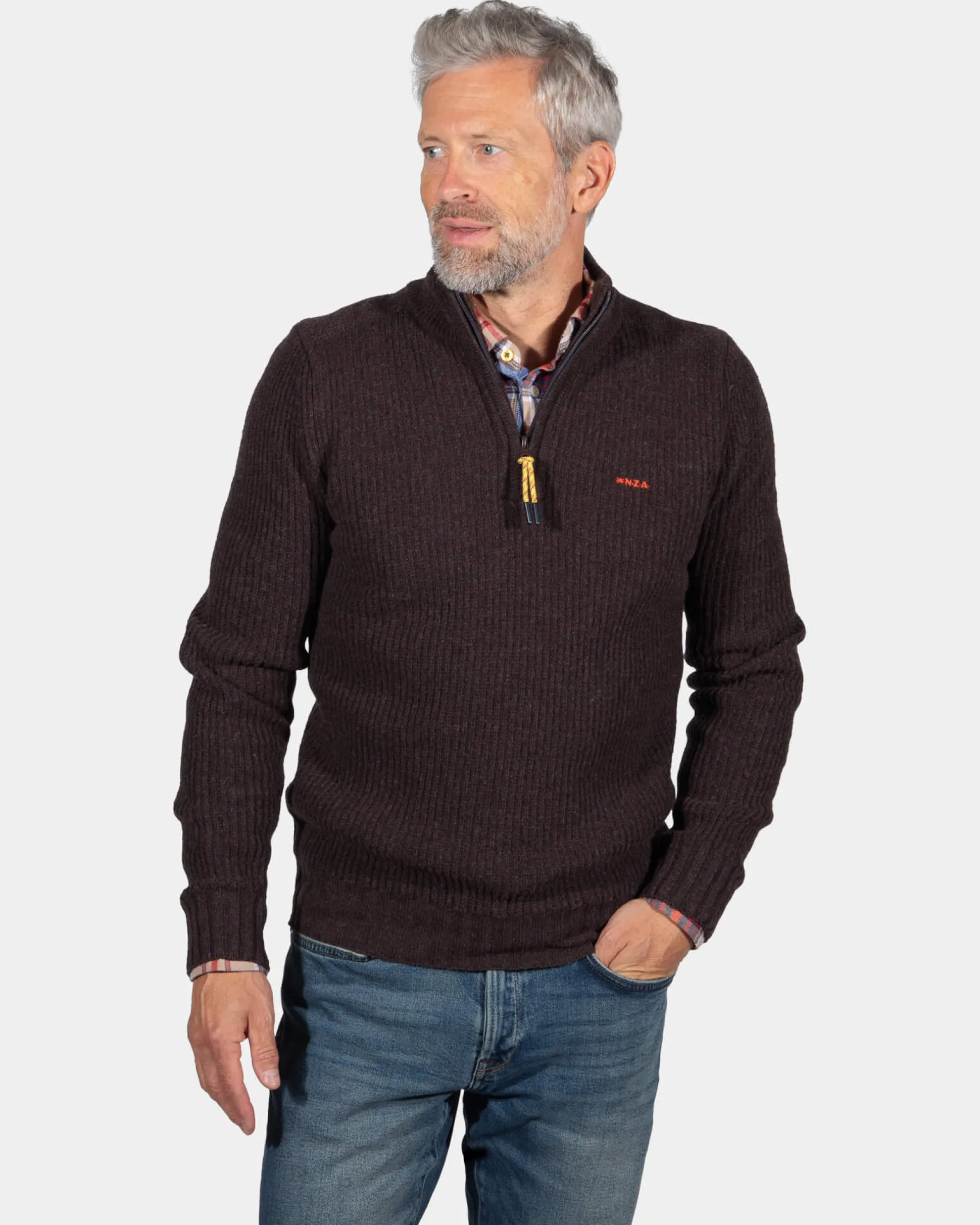 Solid coloured half zip jumper Dry - Clay Brown