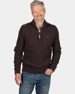 Solid coloured half zip jumper Dry - Clay Brown