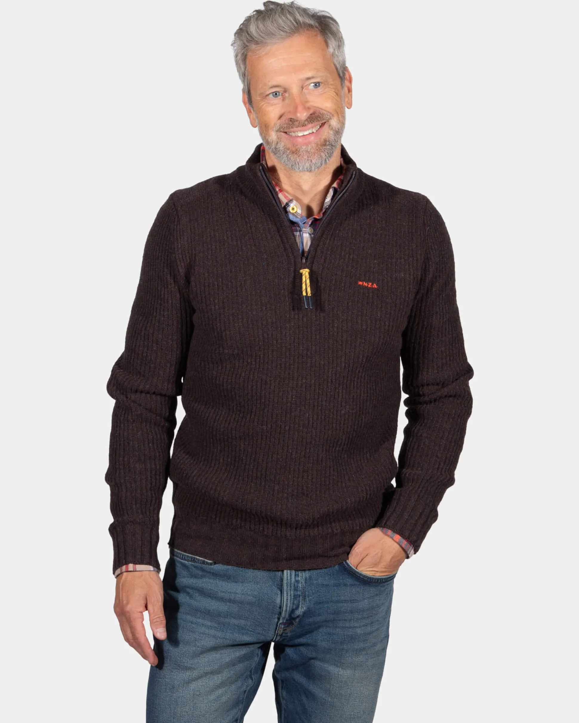 Solid coloured half zip jumper Dry - Clay Brown