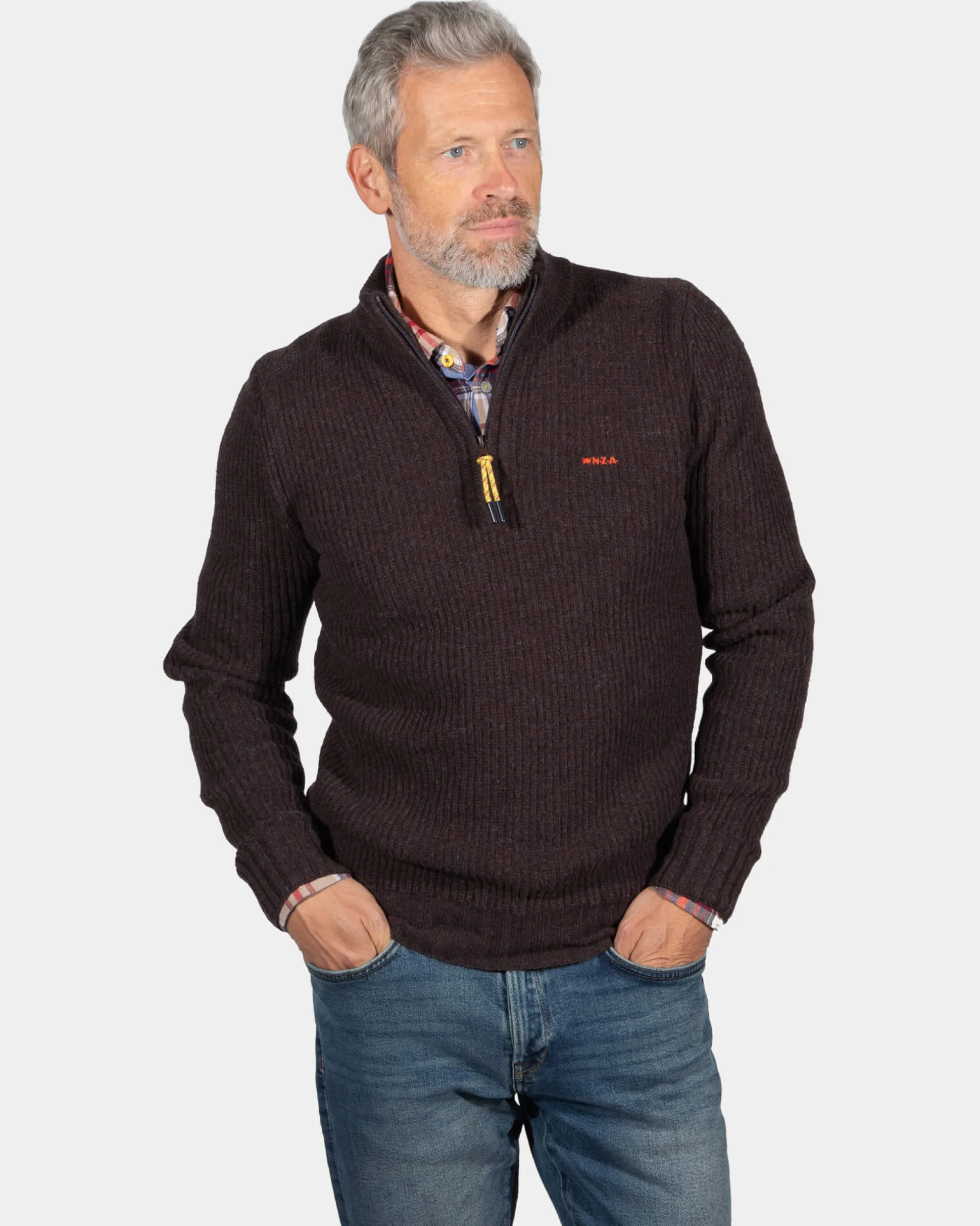 Solid coloured half zip jumper Dry - Clay Brown