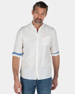 Solid coloured linen shirt - Cream