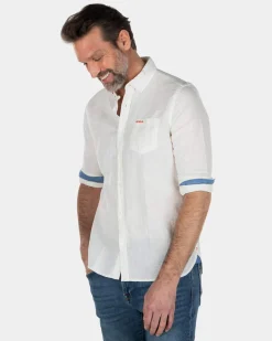 Solid coloured linen shirt - Cream