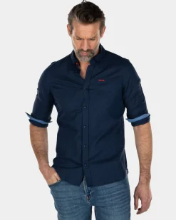 Solid coloured linen shirt - Key Navy