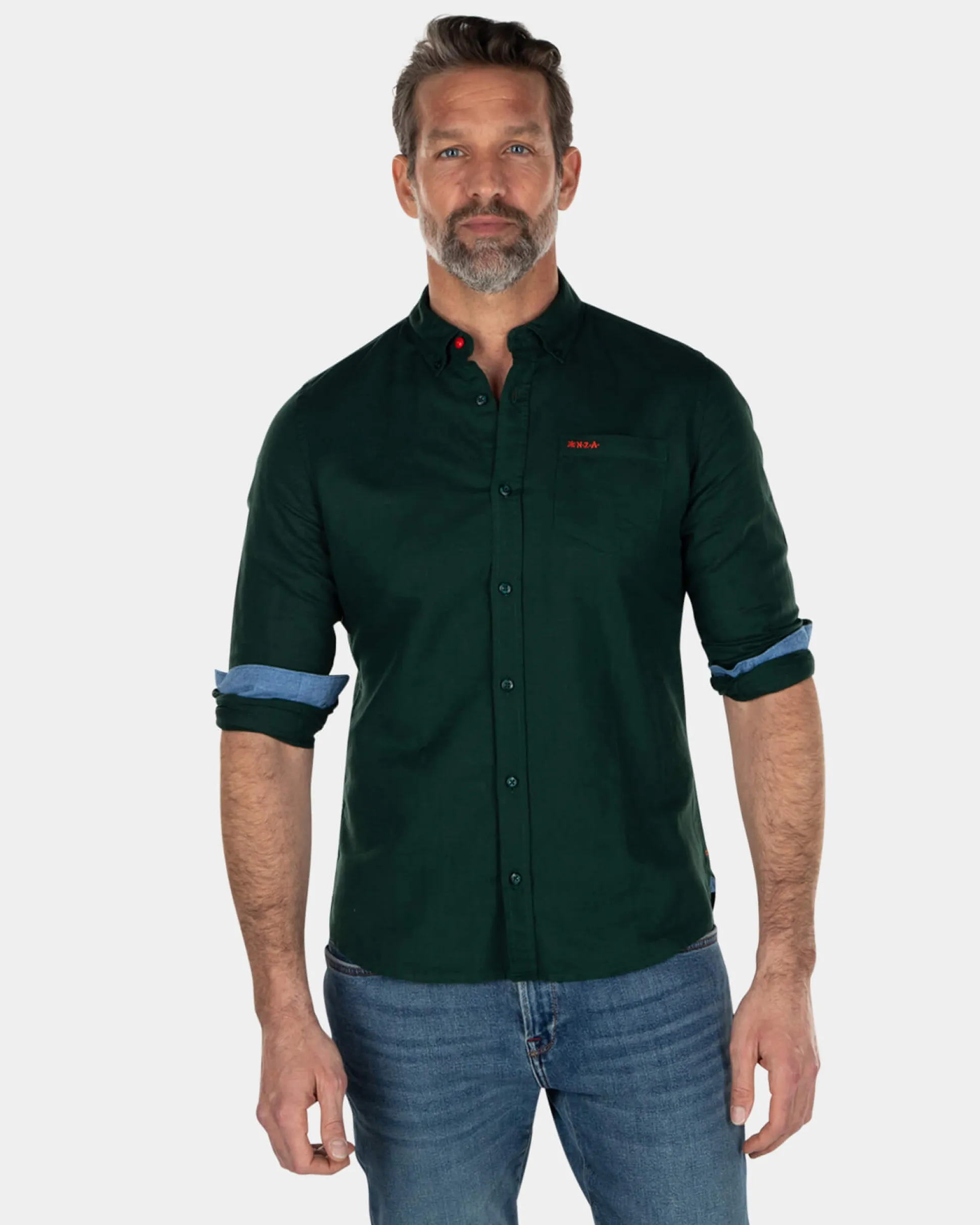 Solid coloured linen shirt - Dark Pine