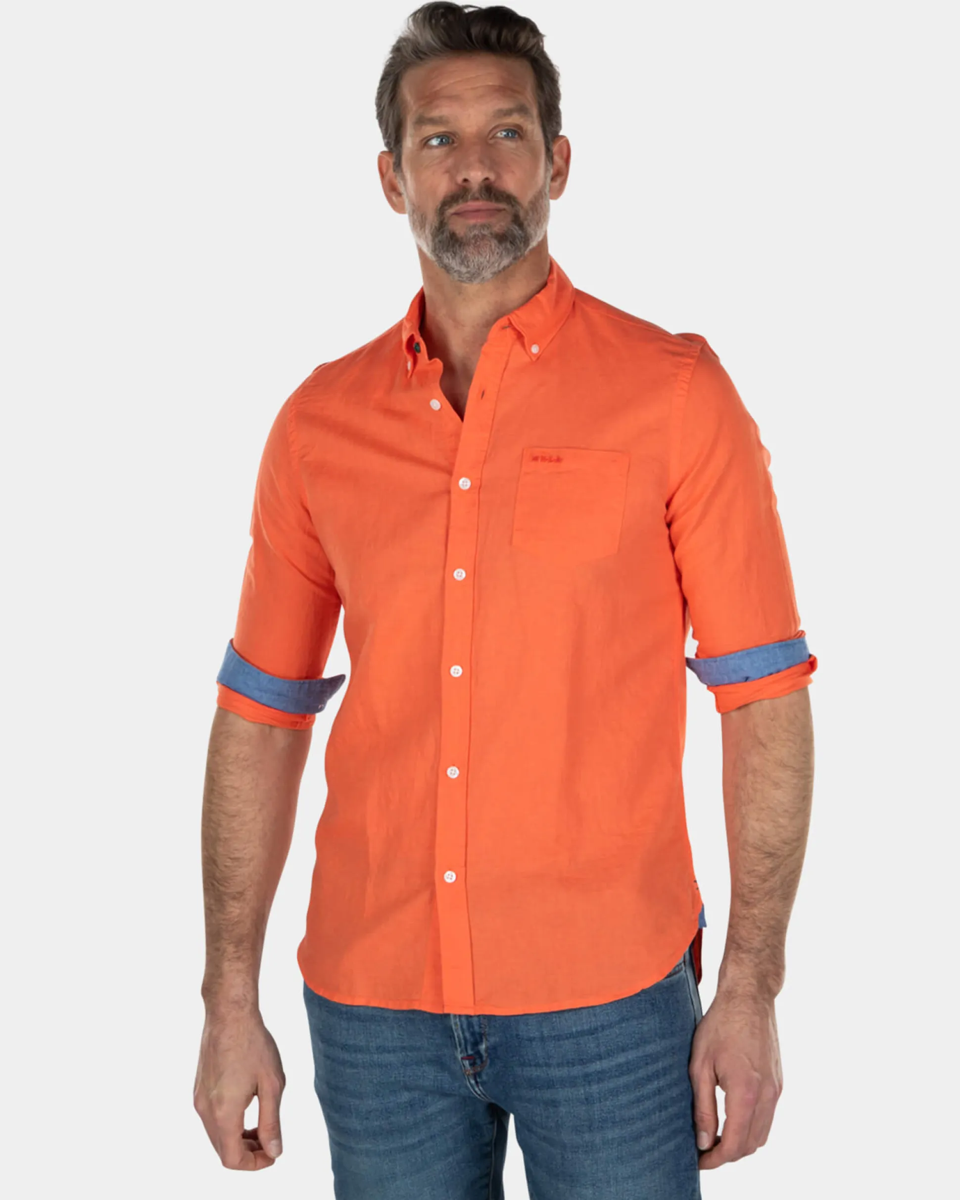 Solid coloured linen shirt - Burned Orange