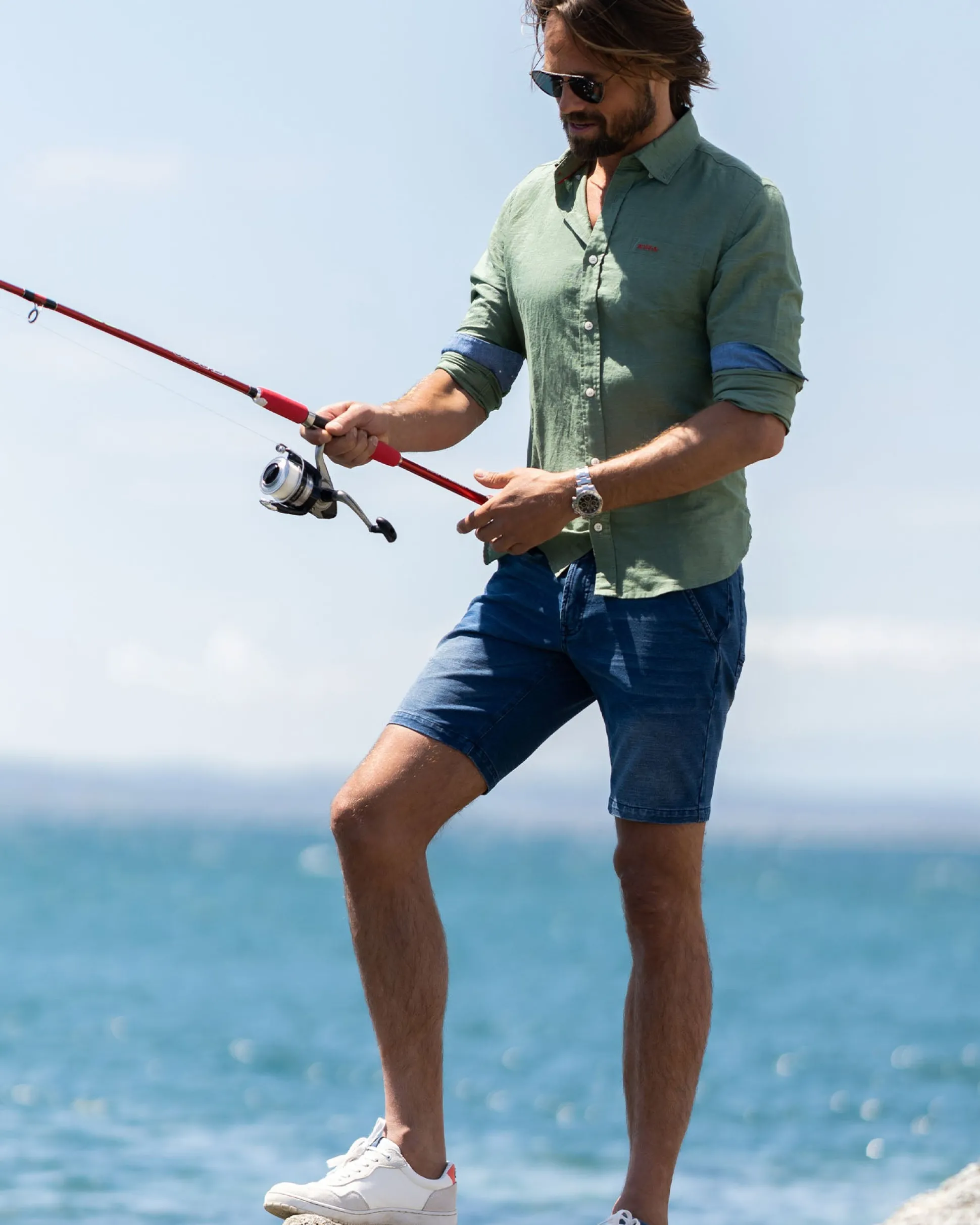 Solid coloured linen shirt - Active Army