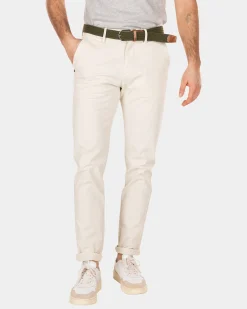 Solid coloured stretch chino - Cream