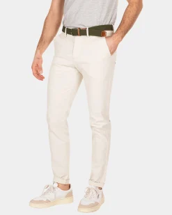 Solid coloured stretch chino - Cream