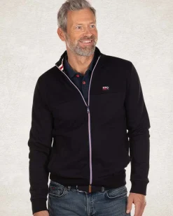 Solid coloured sweat cardigan - Pitch Navy