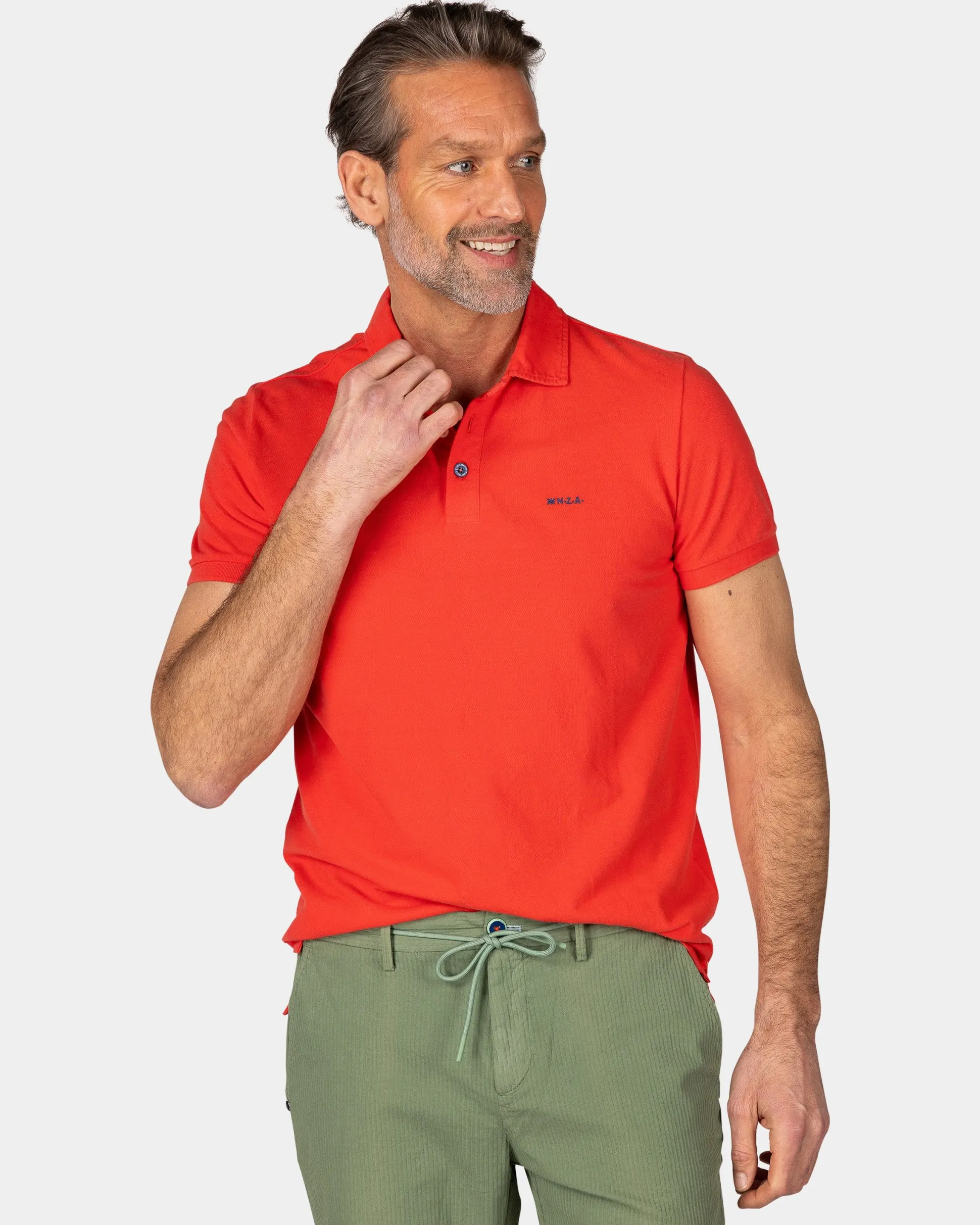Solid Cotton Red-Orange Polo