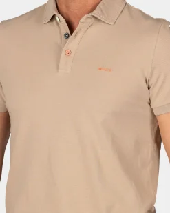 Solid Cotton Sand-Colored Polo