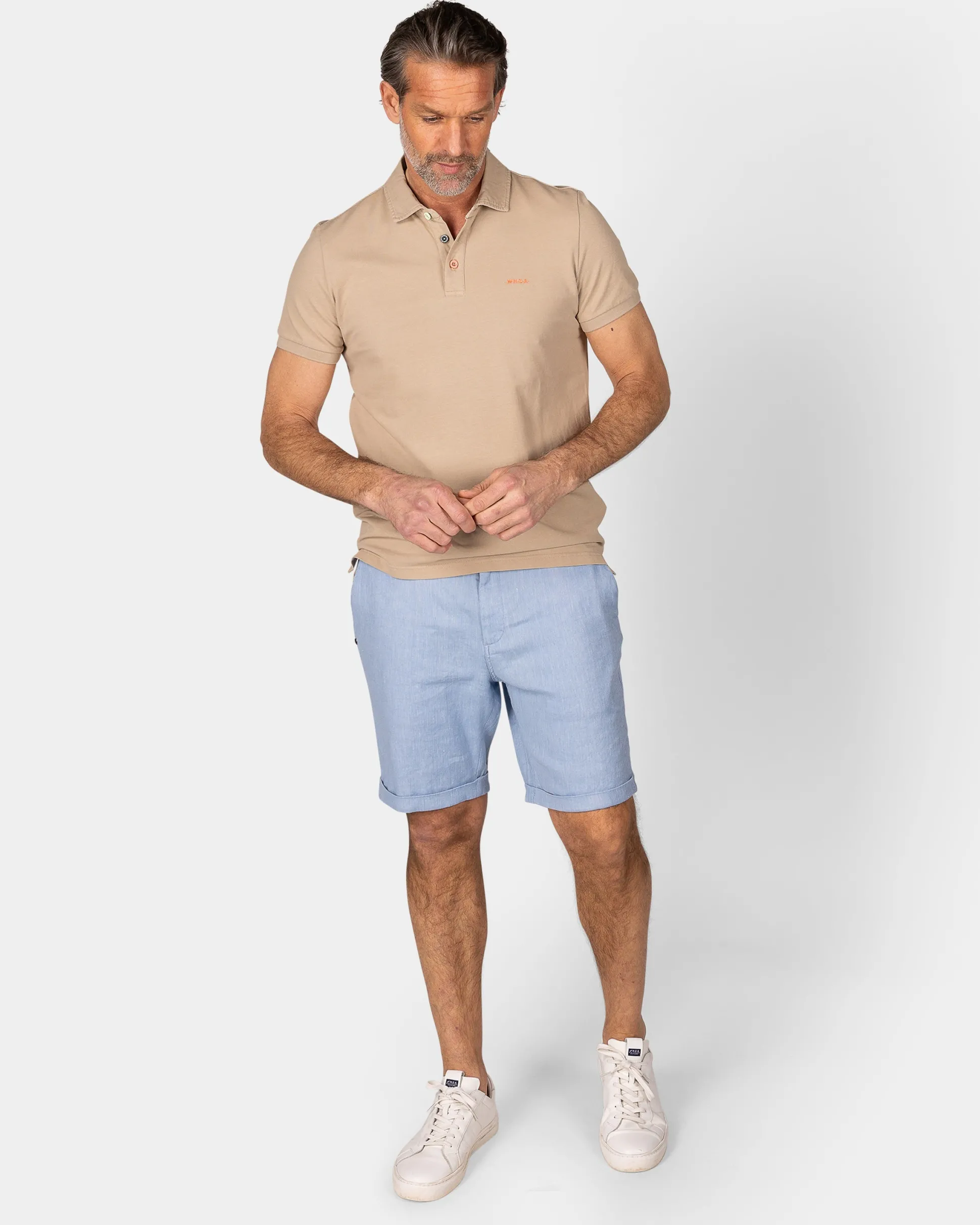 Solid Cotton Sand-Colored Polo