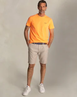 Solid orange cotton T-shirt with round neck