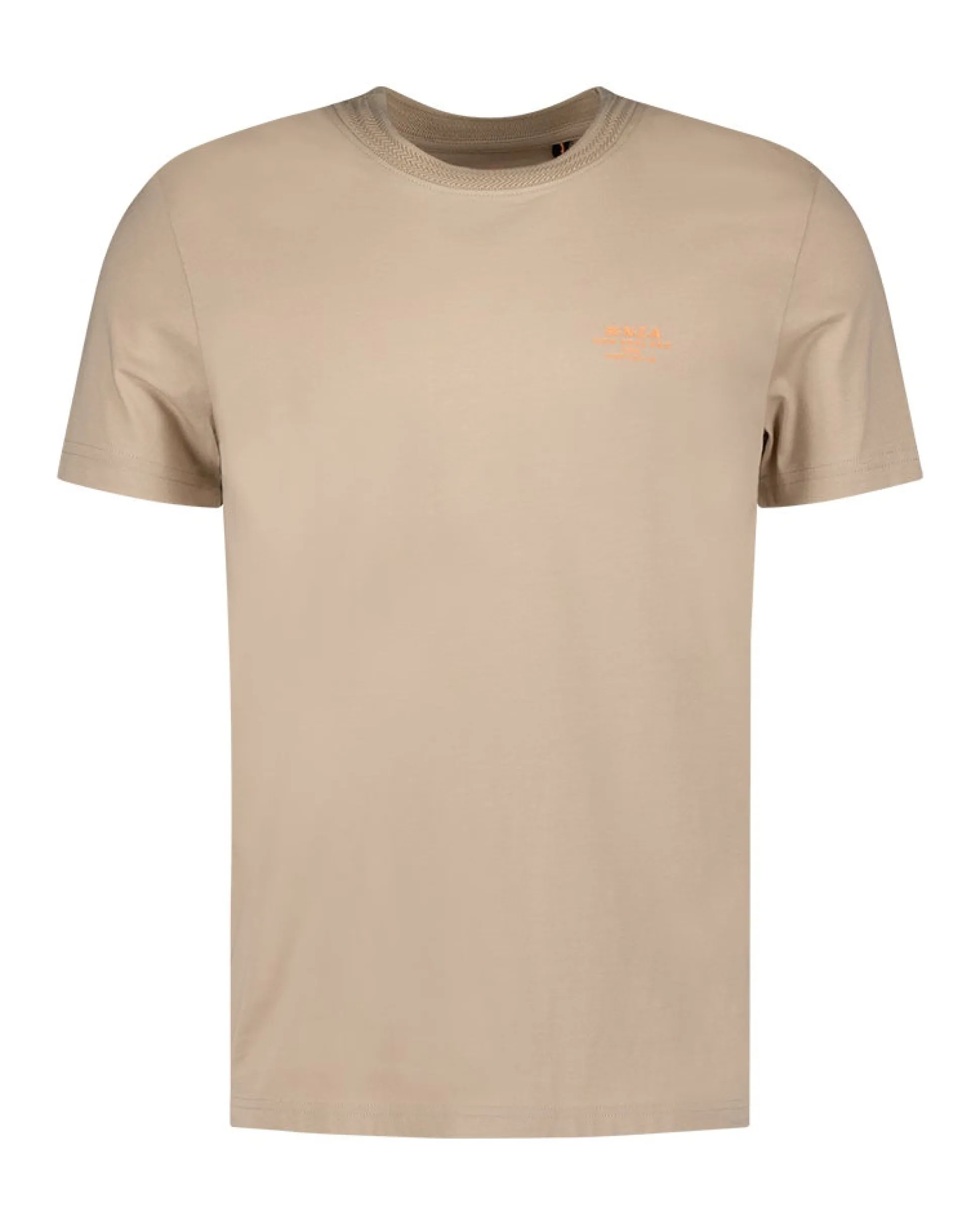 Solid taupe cotton T-shirt with round neck