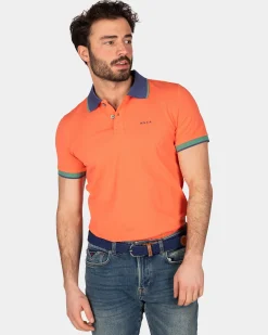 Sportive solid coloured polo - Golden Orange