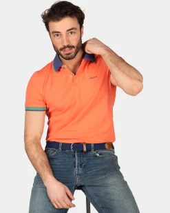 Sportive solid coloured polo - Golden Orange