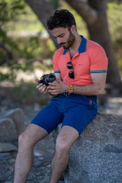 Sportive solid coloured polo - Golden Orange