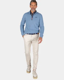 Sporty blue sweater with half-zip - Brave Blue